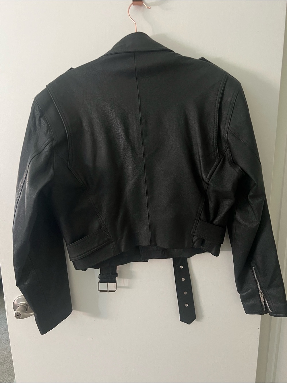 NWOT Vintage Wilson Black Cropped Leather Moto Jacket Y2K 80s - Picture 6 of 14